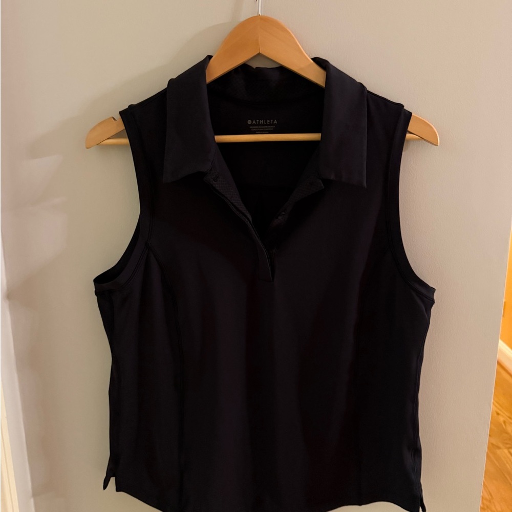 Athleta Women's Black Sleeveless Polo Top